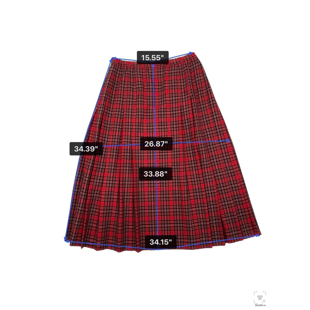 Pendleton Womens Skirt Size 16 Red Tartan Plaid 100% Virgin Wool Pleated USA - Picture 8 of 9